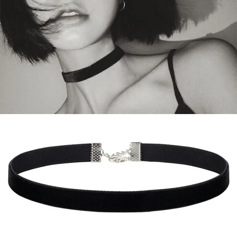 Gargantilla gótica de terciopelo negro, collar con cuerda ajustable para mujer y niña, accesorios de joyería Kpop para regalo de fiesta