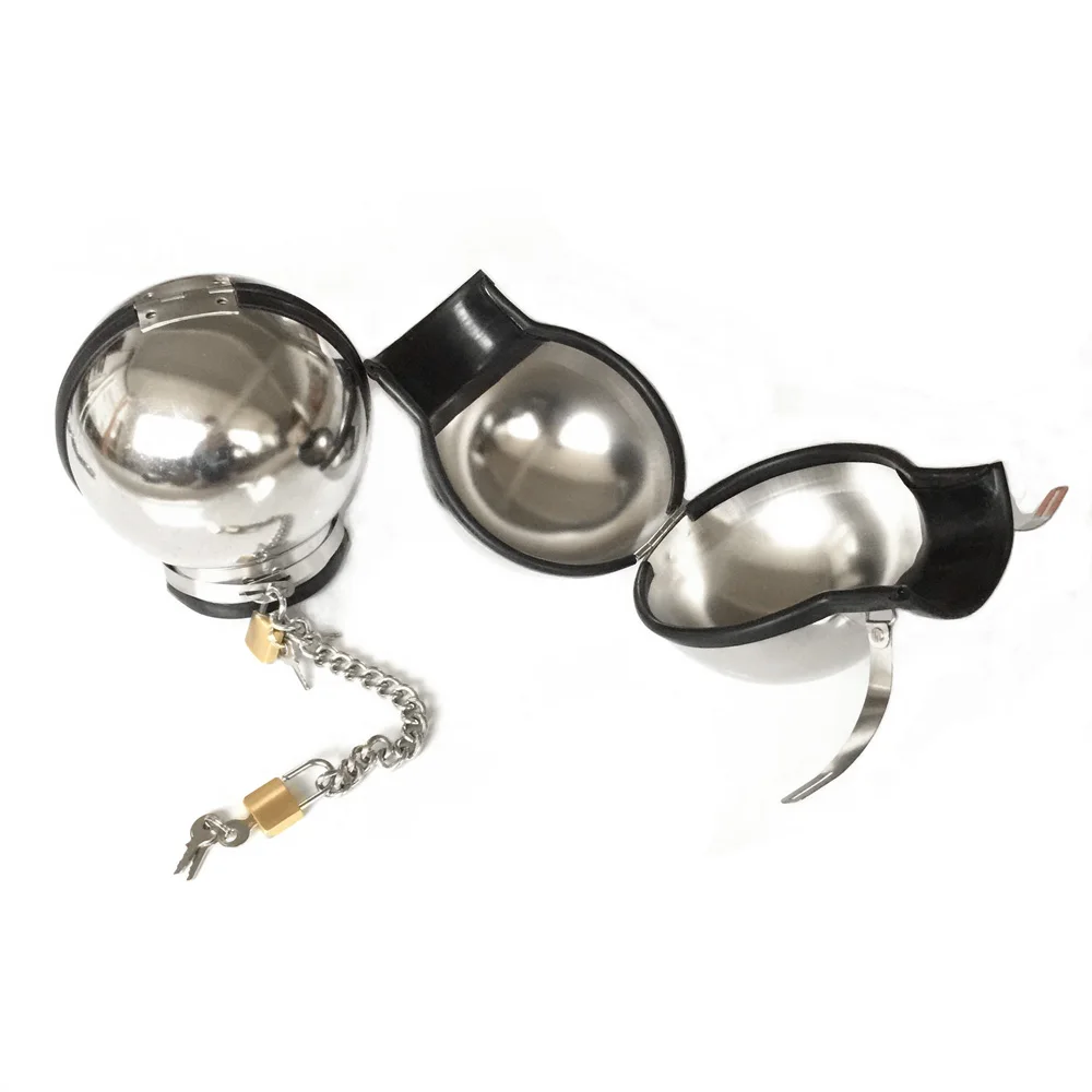 Stainless Steel Round Ball Helmet BDSM Bondage Restraint Lockable Head Hood Cover Handcuffs with Chain Wrist Sex Toys Slave 18+