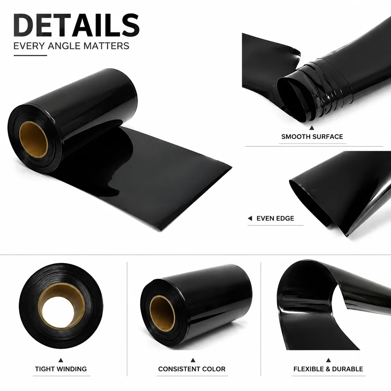 Black 18650 PVC Heat Shrink Tube Battery Pack 30mm-300mm Wide Insulated Scratch Resistant Lithium Battery Full Protective Sheath