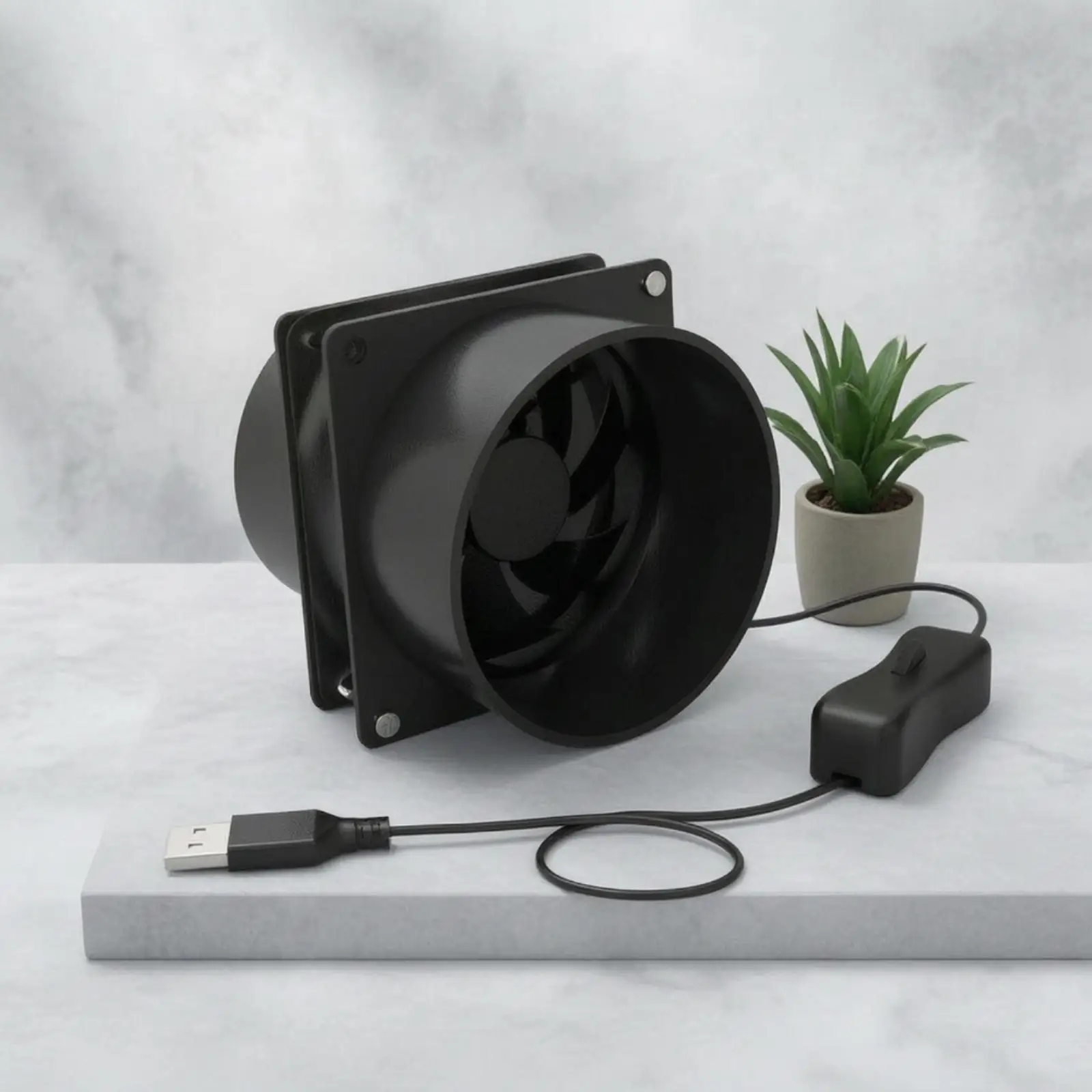 Compact USB Smoke Extractor Fan for Herbal Treatment Room Odor Removal with 1.3m Cable and One Button Switch