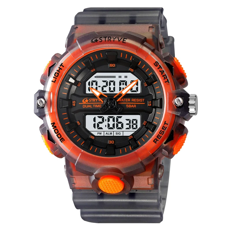 

New STRYVE Watch 8028 Good Quality Digital-Analog Dual Movement Men's Watches Luminous Calendar 5ATM Waterproof Watches and 8025