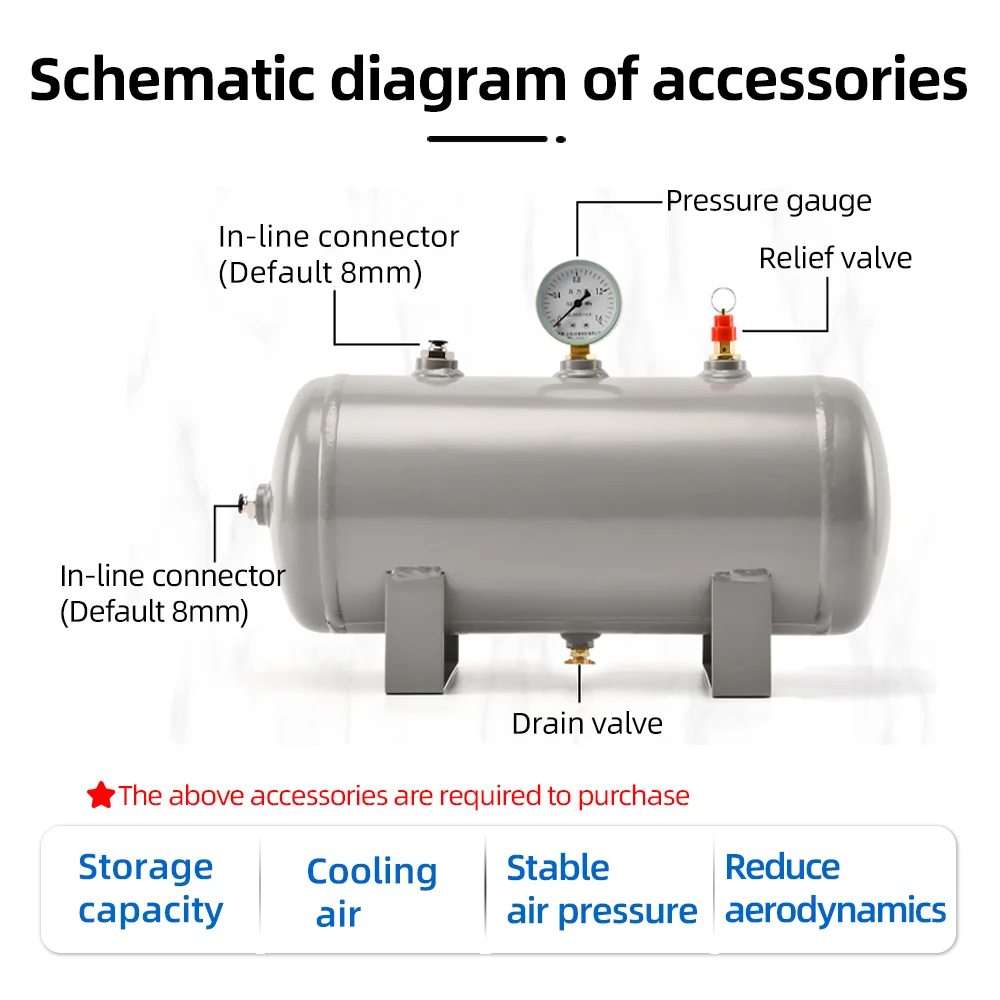 Small Air Storage Cylinder Carbon Steel Stainless Steel Buffer Container Air Pressure Tank For Beauty Equipment