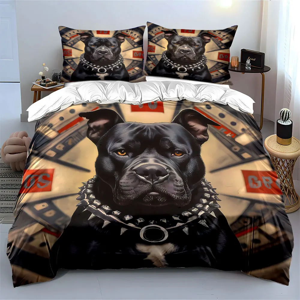 Tough Dog Decor Set Soft Skin-Friendly Bedding Set Includes 1 Duvet Cover And 2 Pillowcase, Gift