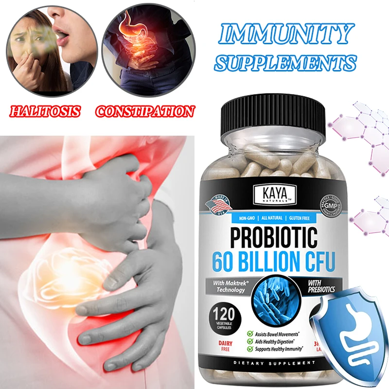 

Probiotic 60 Billion Cfu Capsules Support A Healthy Gut Aiding Weight Management and Proper Digestion