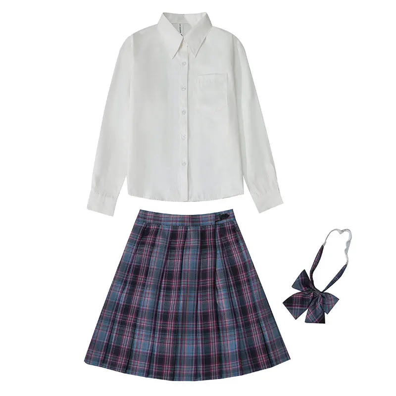 Conjunto completo escola seifuku japonês coreano uniforme de manga longa jk outfit para menina cintura alta saia plissada cosplay sexy estudante