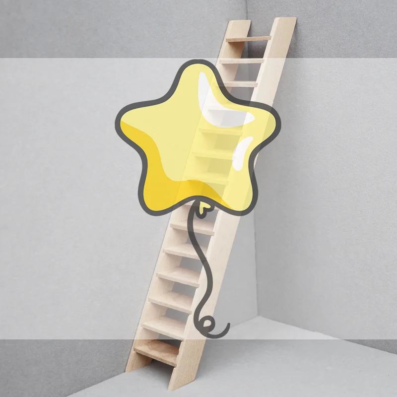 1/12 인형 집 계단 사다리 인형 집 계단 모델 인형 집 미니어처 가구 액세서리 역할 놀이 장난감