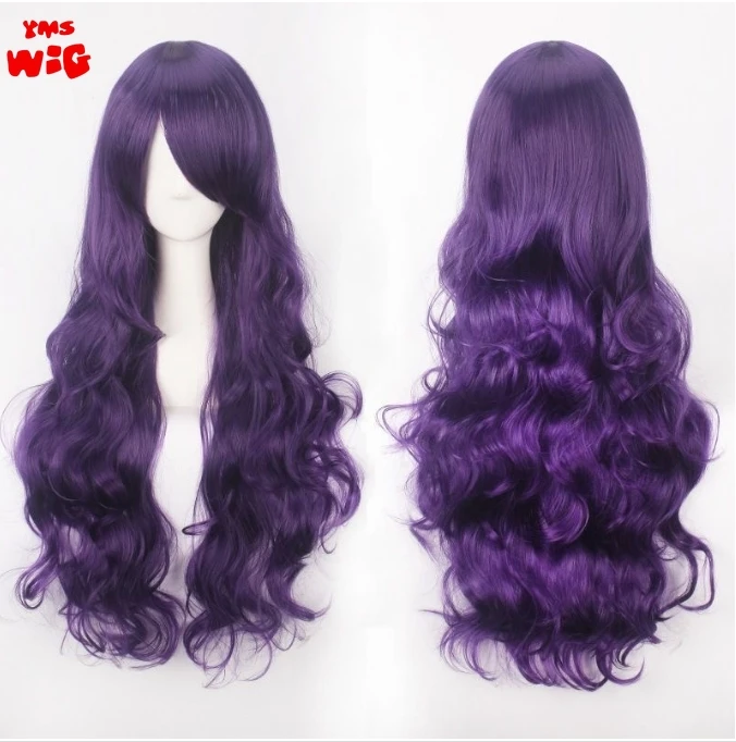 Wig rambut sintetis panjang ikal 80cm, rambut palsu Cosplay panjang untuk wanita, Wig pesta