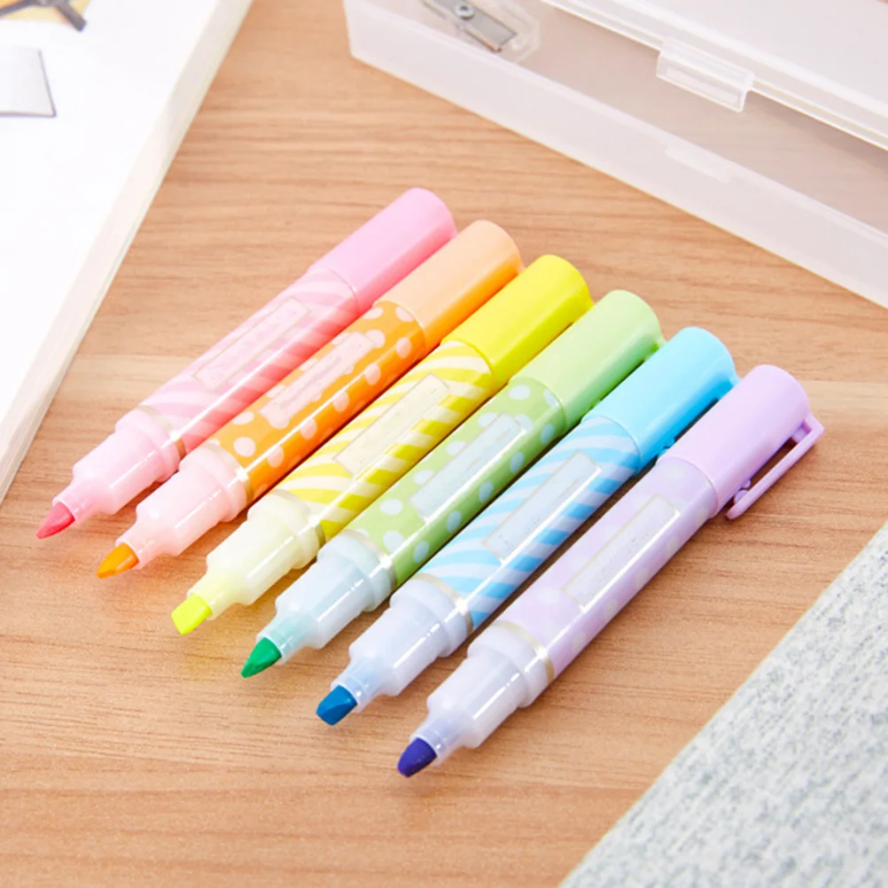 

6pcs Liquid Chalk Pens Highlighter Fluorescent Color Markers For Glass Whiteboard Mirror Nonporous Surfaces Art Supplies Chalk