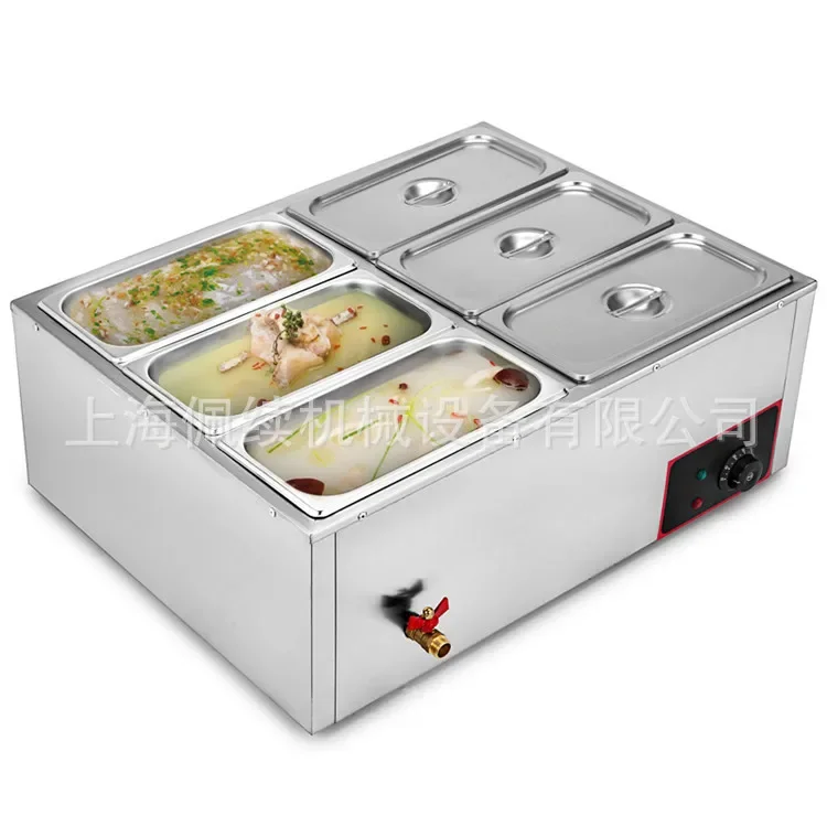 Six Grid Rice Selling Stage Fast Food IC Card POS Machine Hotel Bain Marie Electromechanical Thermal Thermal Soup Pot