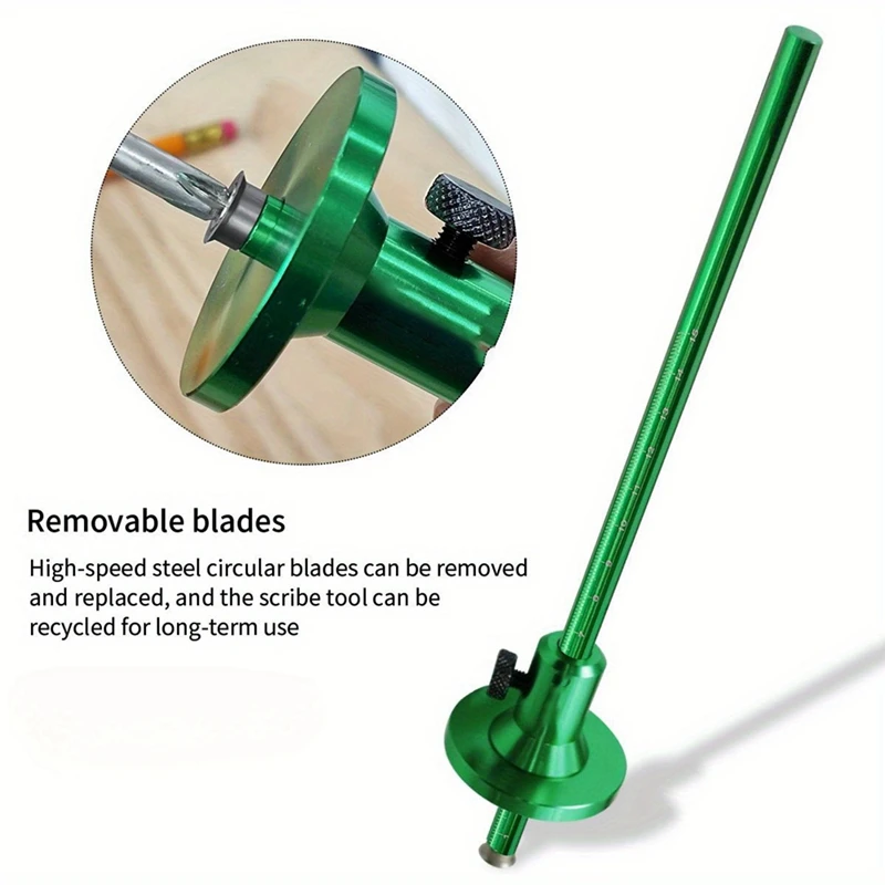 Wheel Marking Gauge Aluminum Alloy Parallel Line Drawing Tool Woodworking Marking Scriber Ruler with Graduated Scale [33A HPro]