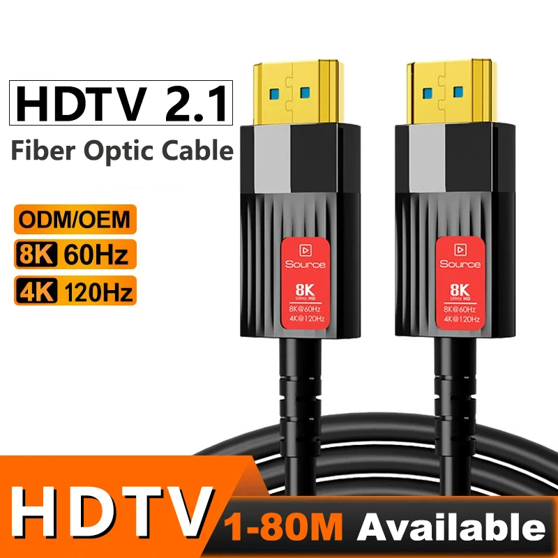 8K HDMI 2.1 Fiber Optic Cable HDMI-Compatible Cable 8K@60Hz 4K@120Hz 48Gbps HDR EARC For HDTV PS5 Projector 5m/10m/20m/40m/50m