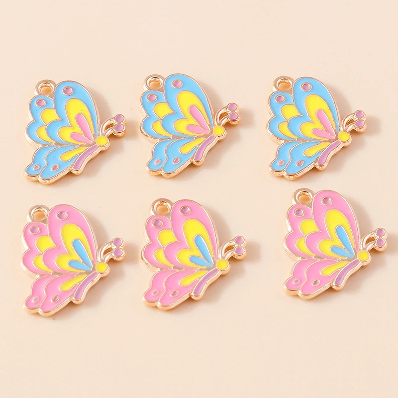 20pcs 18x20mm Cute Enamel Flying Butterfly Charms for Jewelry Making Earrings Pendants Necklaces Bracelets DIY Craft Accessories