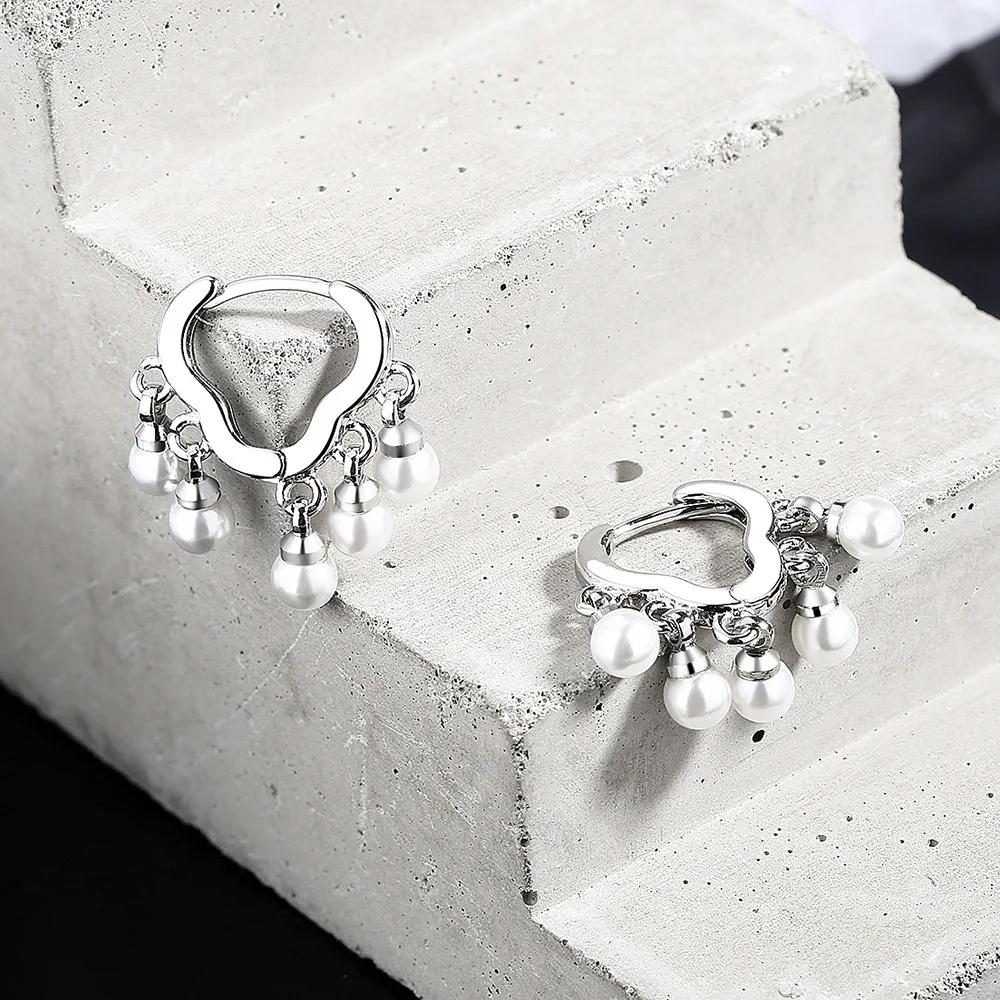 S925 Sterling Silver Cloud Pearl Earrings Exquisite Style Wavy Pattern Women\'s Earrings