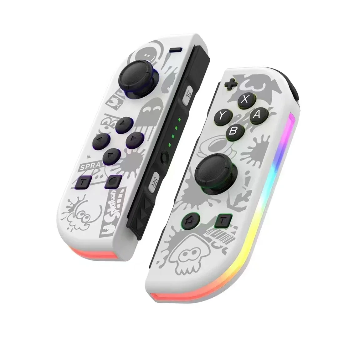 Joy 02 RGB LED 5.2 BT Switch L/R Joypad لجهاز Nintendo Switch/Lite/Oled Cons عصا التحكم مع اهتزاز مزدوج للكمبيوتر الشخصي