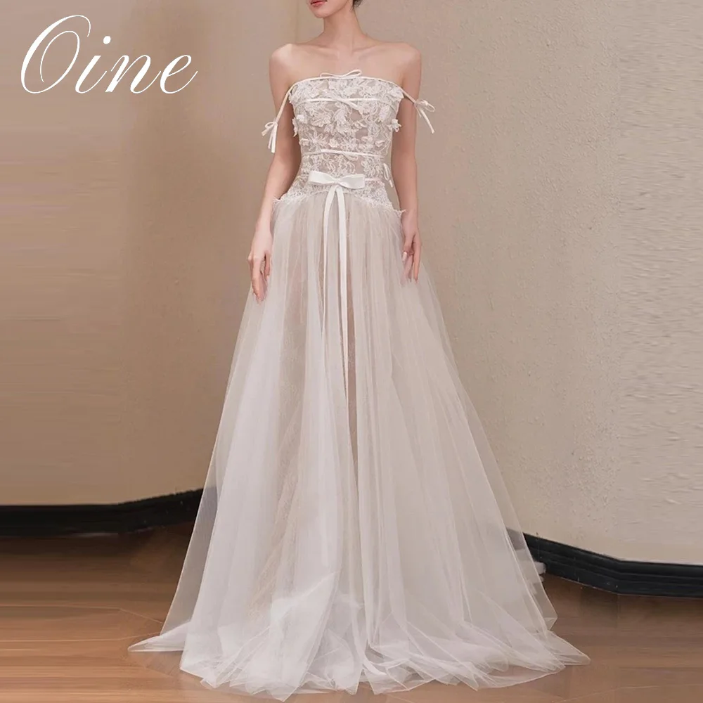 Oine Ivory Bow Belt Lace Wedding Dresses Korea Photoshoot A-line Bridal Gowns Korea Modern Reception Dress Customized 2026
