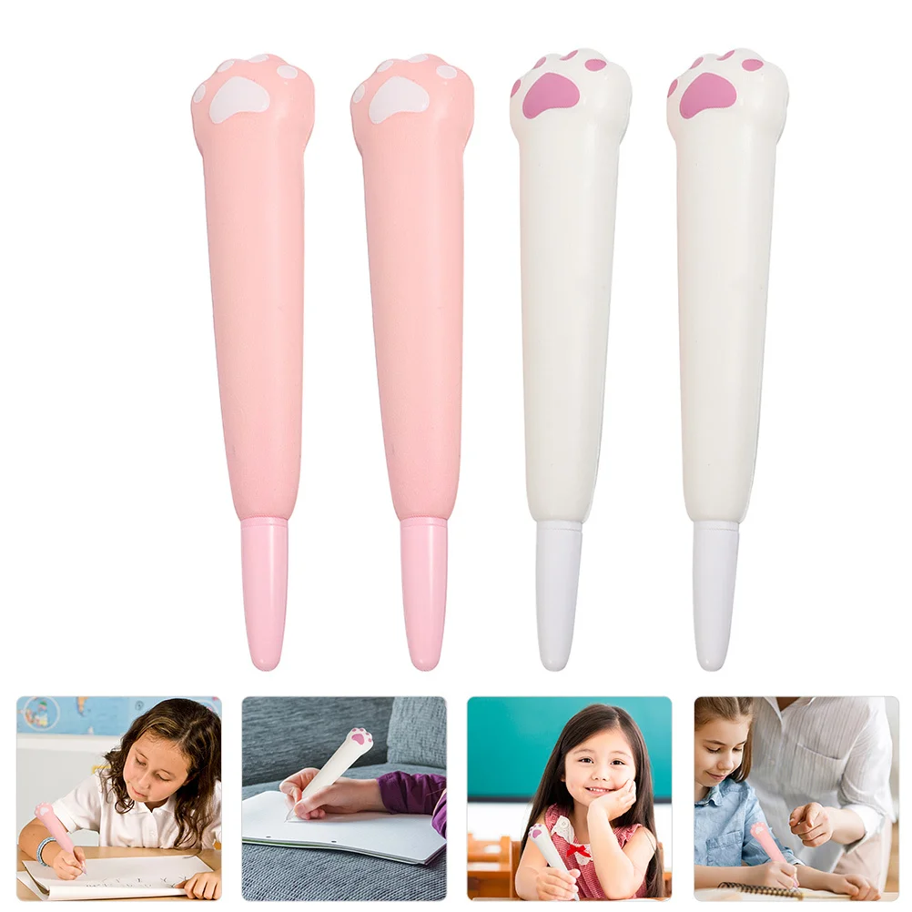 4Pcs Cartoon Decompression Pens Cat Paw Shape Stress Relief Squeeze Gel Ink Pens for Students School Writing School Gel Pen