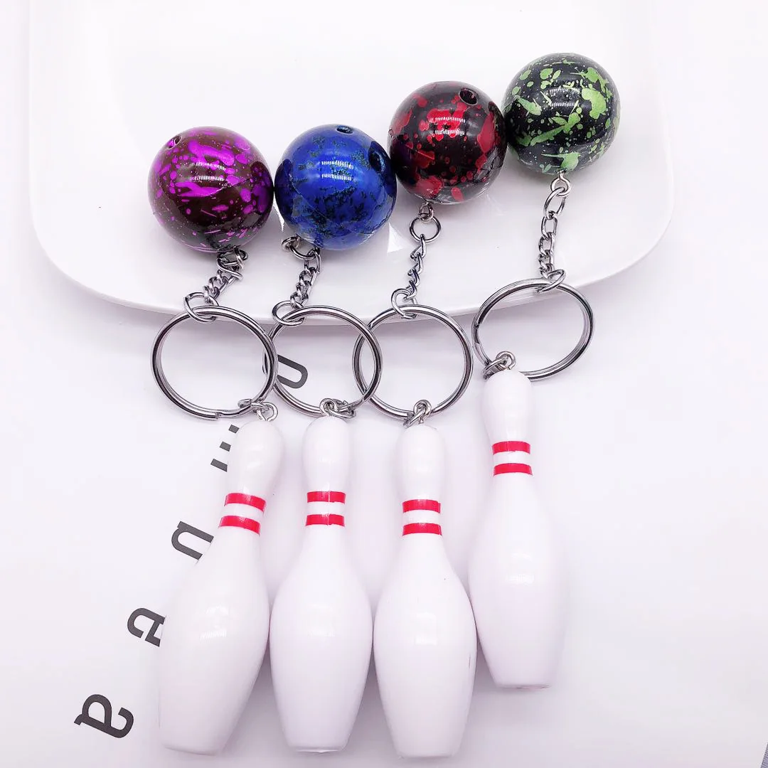 1PC Simulation Bowling Keychain Pendant Key Ring Sporting Goods Bowling Set Fan Souvenirs