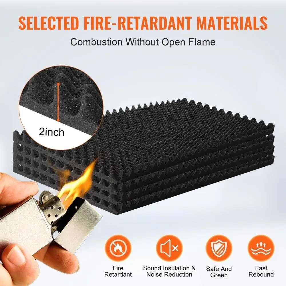 음향 폼 패널 스튜디오 벽 천장용 방음 48x24x2in 흡음 처리 4팩