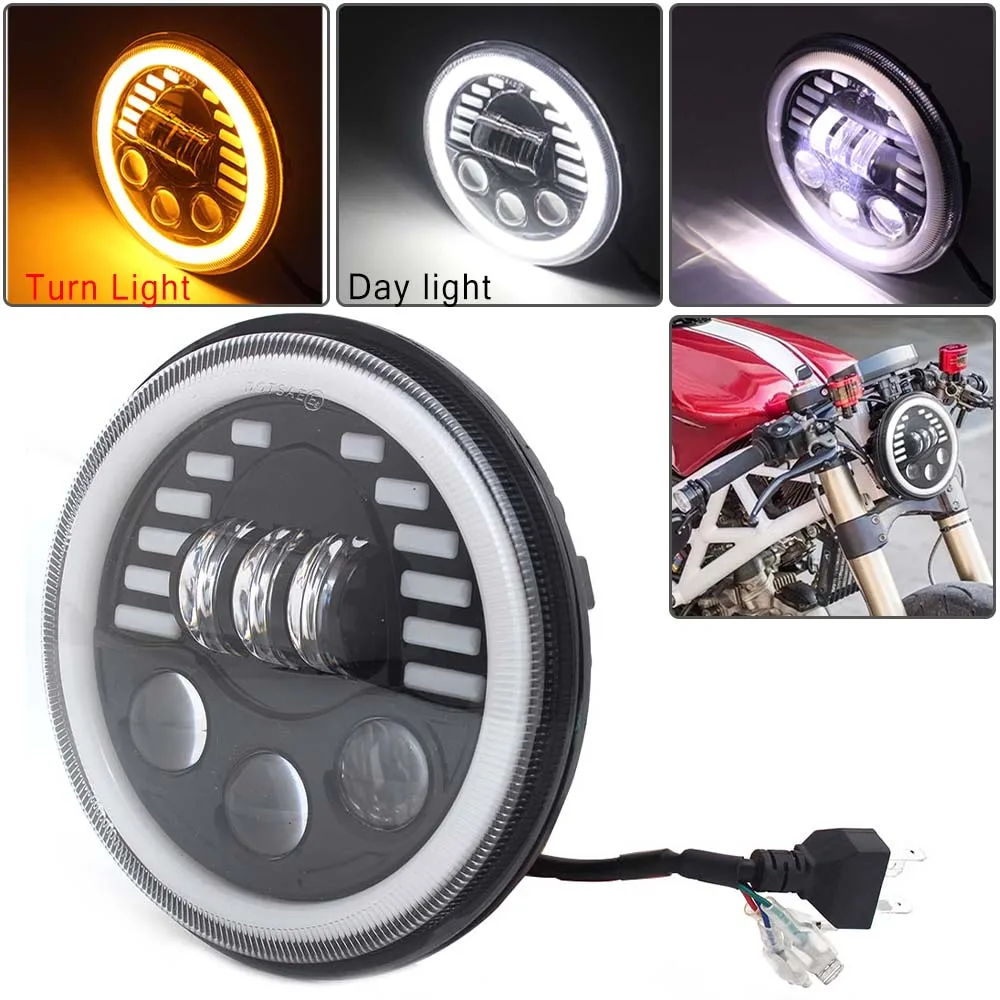 

Universal 7 Inch Led Car Motorcycle Headlight DRL Headlamp For Harley BMW Yamha Honda Cafe Racer 7" Headlight accesorios moto