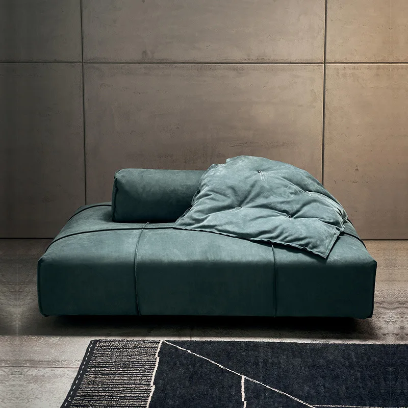 Włoska lekka luksusowa modułowa kombinacja willa duży płaski kostka tofu skórzana sofa