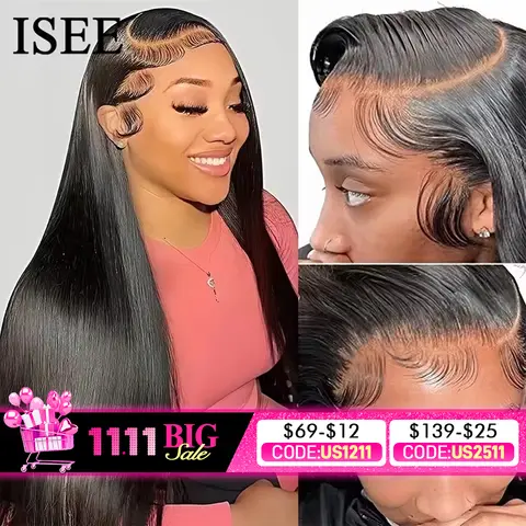 Malaysian straight lace front wig for women, 13x4, human hair ISEE