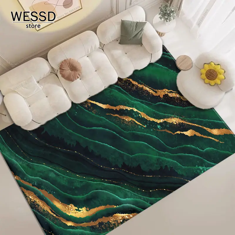 Green Carpet With Golden Strip Soft Velvet Bedroom Floor Carpet Blue Black Purple Burgundy Area Rug Floor Sofa Coffee Table