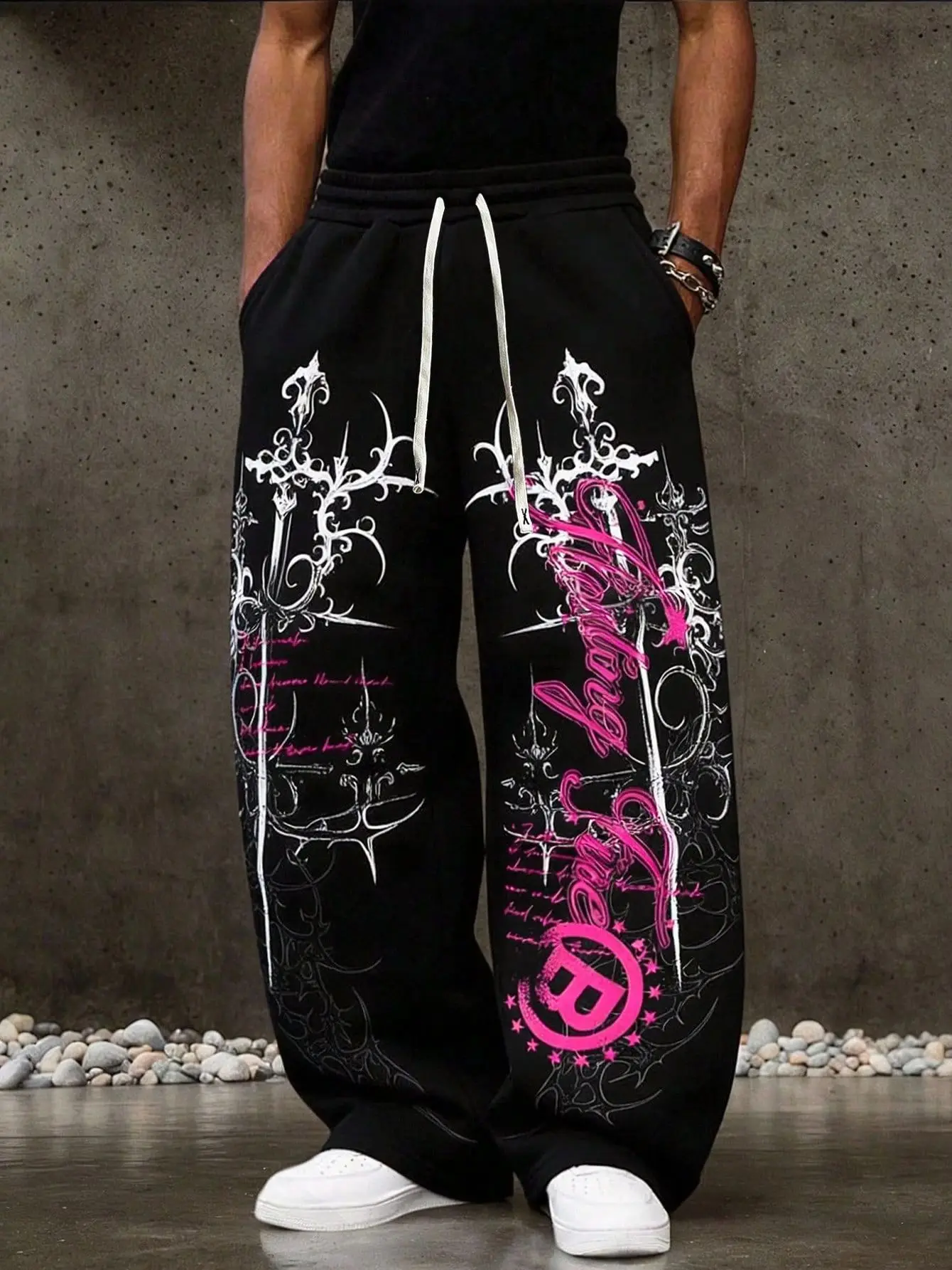New Hot Y2K Gothic Thorn Printed Pants Men Women Running Pants Retro Rock Straight Pants Fashion Street Casual