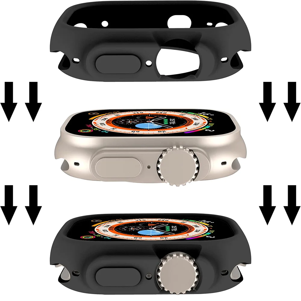 Custodia per Apple Watch Ultra 49mm Custodia protettiva in silicone TPU antiurto a tutto tondo Protezione protettiva per Apple Watch Ultra 49 mm