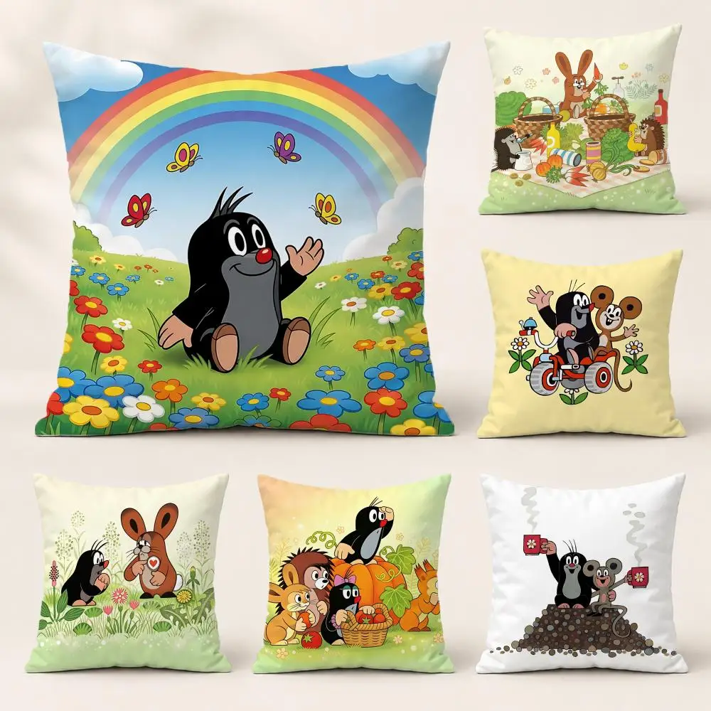 Cartoon T-The M-Mole Cushion Cover Washable Soft Thick Cushion Cover Decorative Pillowcase for Sofa Living Room Home