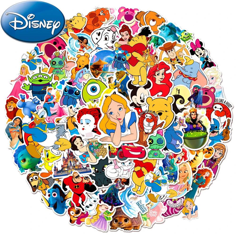 

10/30/50/100pcs Disney Mix Anime Stickers Kawaii Micky Princess Cartoon Graffiti Decals DIY Laptop Phone Suitcase Vinyl Sticker