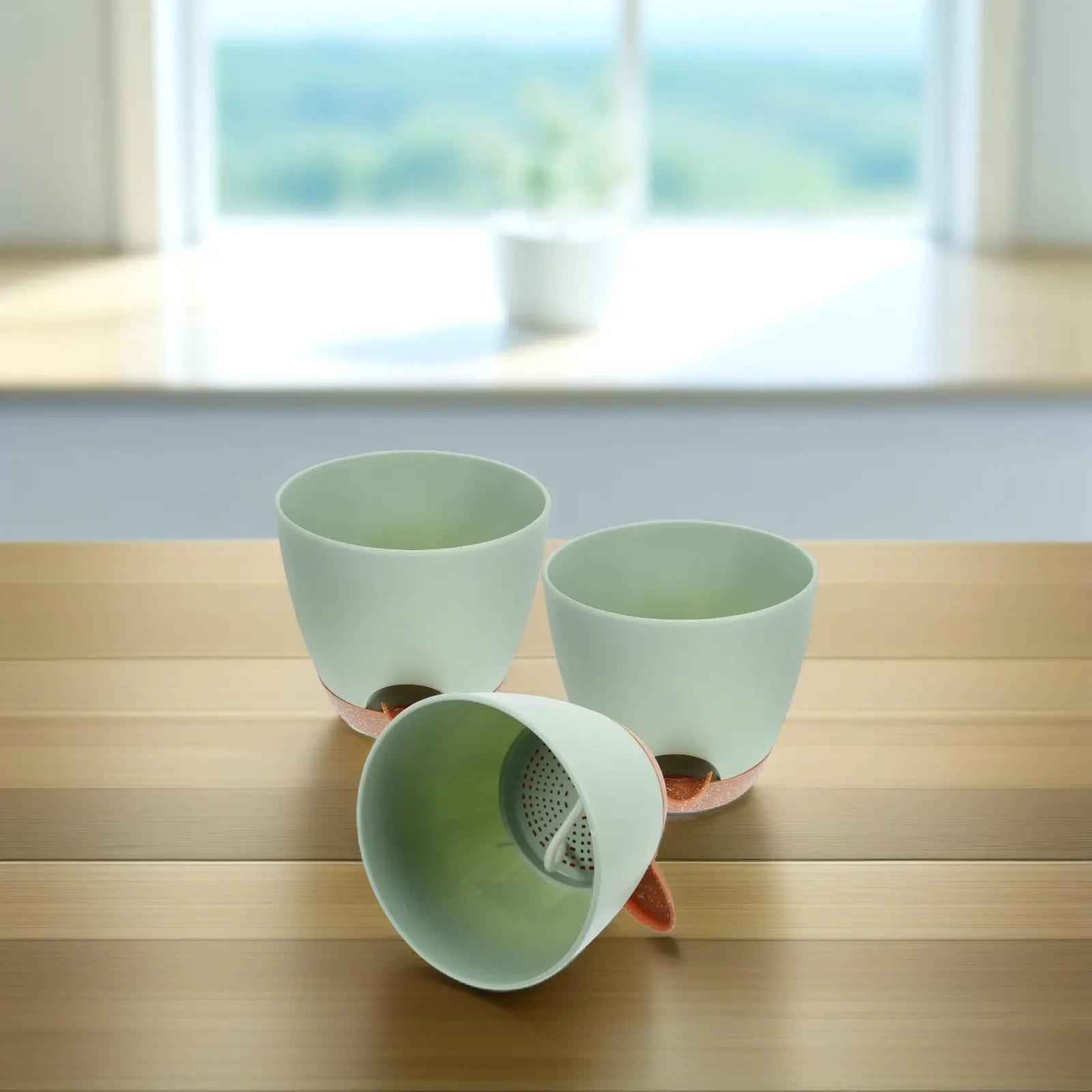 

Набор из 3 самополивающихся пластиковых горшков для цветов: удобные автоматические кашпо для суккулентов, для дома и офиса, для использования в помещении и на улице