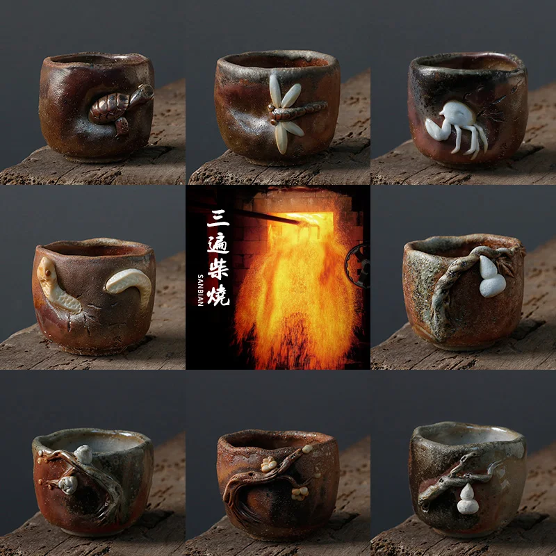 Jingdezhen-Natural Ash Firewood Burning Master Cup, High-End Personal Tea Cup, Pure Handmade Crafts, Firewood Crafts