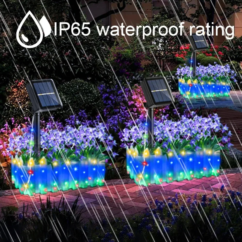 

Waterproof Solar Lighted Garden Fence Solar Powered Solar Light LED Railing Lawn Decor Auto On Flower Bed Fence Lights Garden