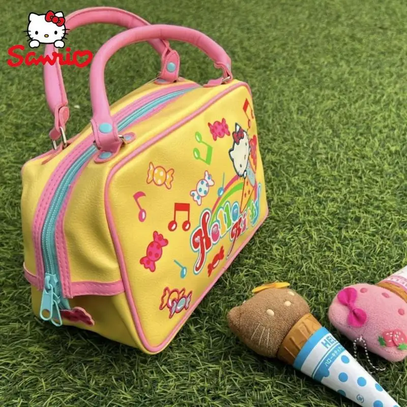 

Sanrio Hello Kitty Pu Handbag Y2K Dopamine Ice Cream Kt Small Square Bag Retro Style Cross Shoulder Shoulder Shoulder Bag Gifts