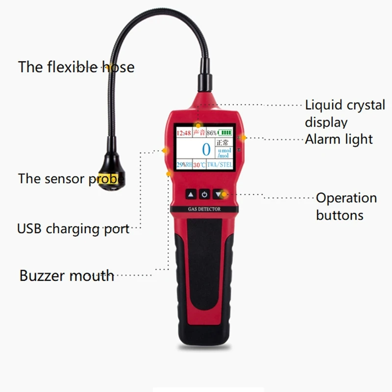 Detector digital do vazamento do gás, BH-90, 0-10000Ppm, CH4, carvão natural, gás inflamável, combustível, sensor rápido do analisador