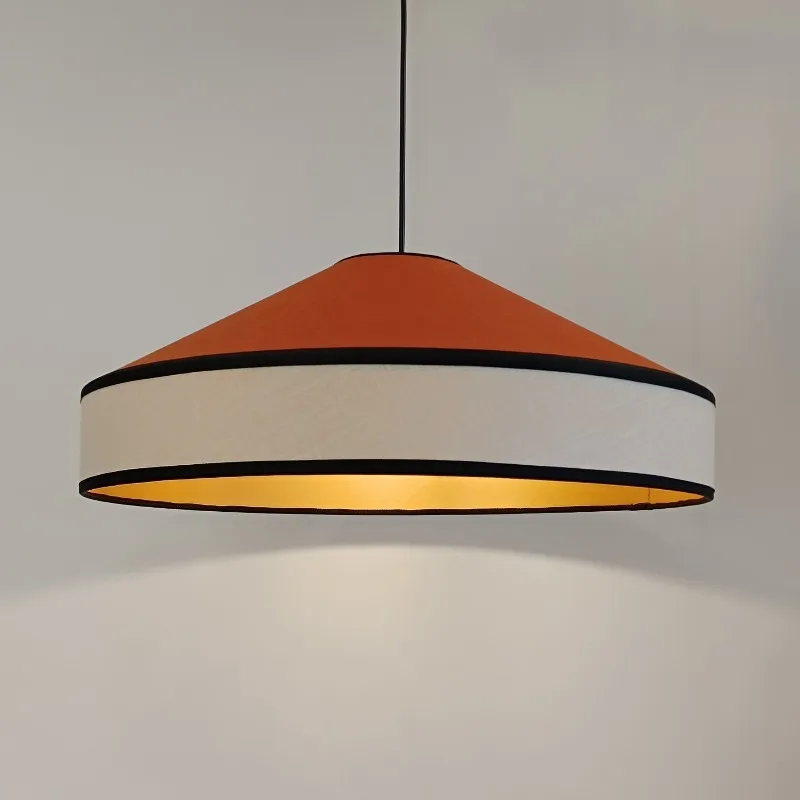 

Linen rusty brown chandelier, handmade lampshade.