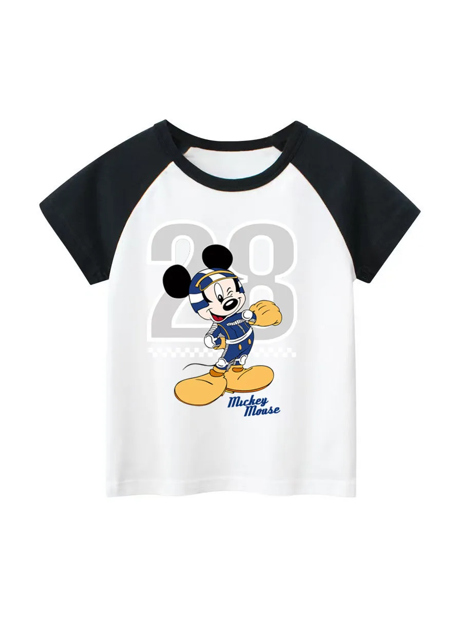 

Disney Mickey Mouse Boys Casual Cartoon Print Short Sleeve T-Shirt Cotton Tee Baby Boy Clothing White T-Shirt Girls Clothing