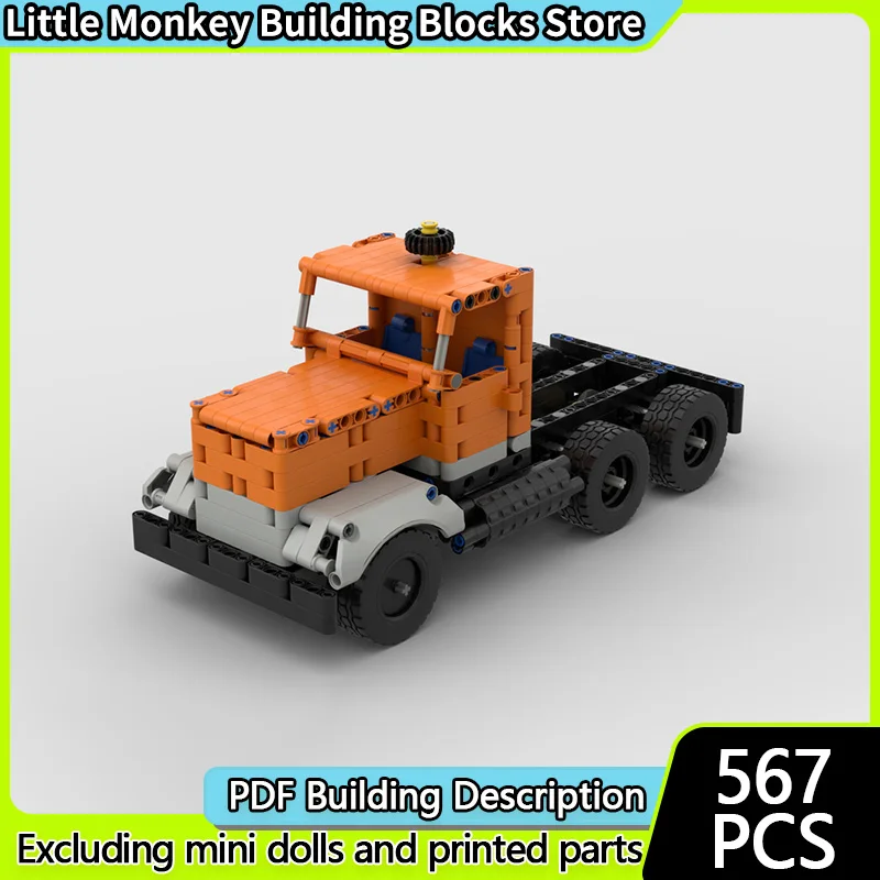 

City Car Model MOC Building Bricks American Long-Head Tractor Truck Modular Technology Children Holiday Gifts Assemble Toys Suit