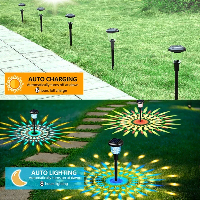 Solar Pathway Lights RGB Color Changing Outdoor Waterproof Garden Lamp Landscape Path Lights for Yard Patio Lawn Solar Light