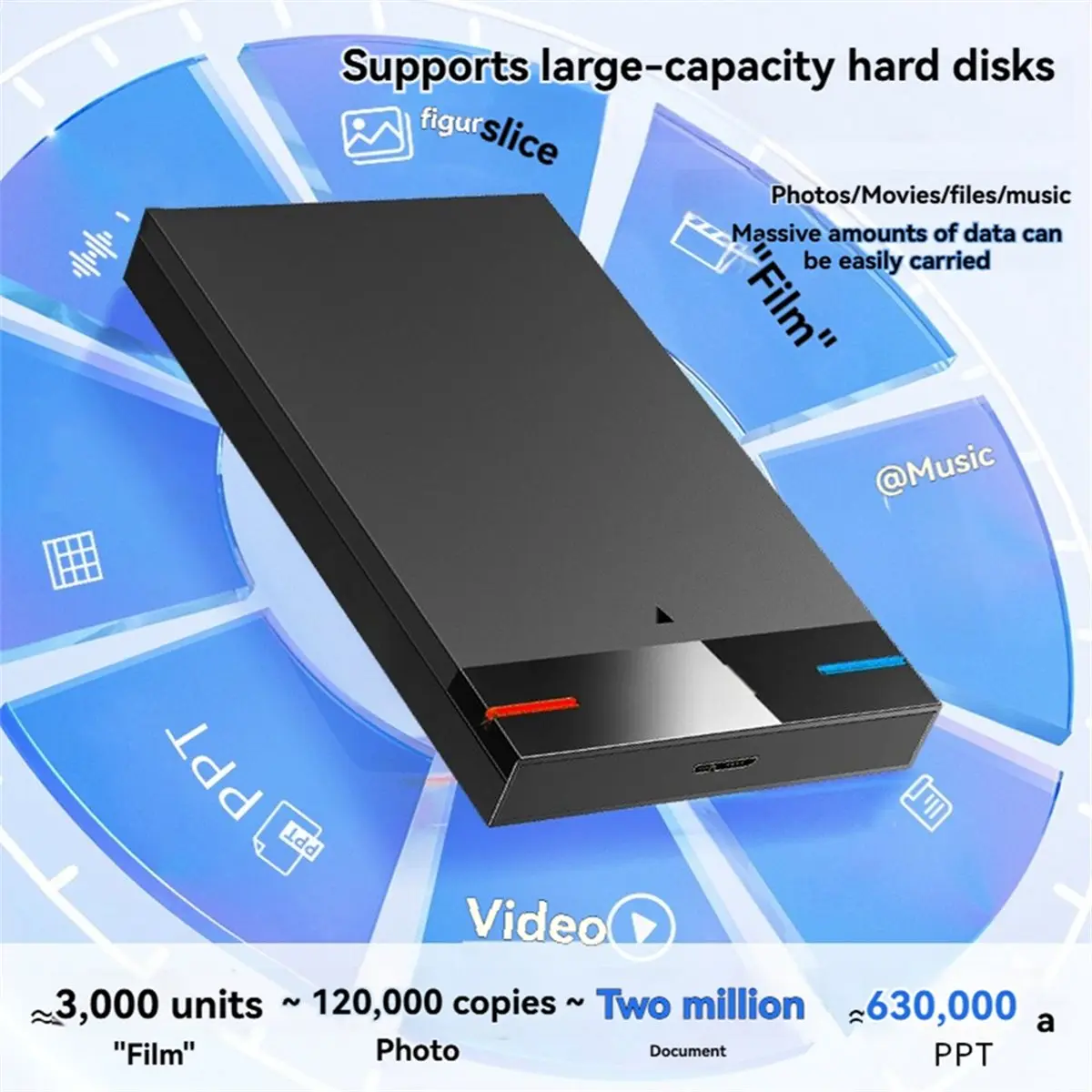 Stable- 2.5 Inch HDD Enclosure HDD Case 2.5 Inch Micro-B USB 3.0 External Hard Drive 5Gbps HD Portable Storage Device