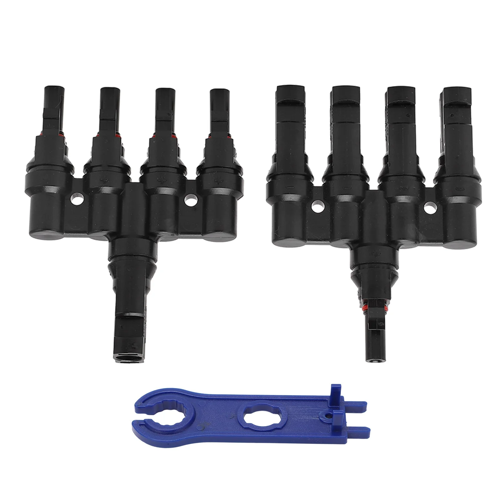 2Pcs Solar Branch Connector 1 to 4 Weather Resistance High Temperature Resistance Solar T Connector 1500V DC 50A