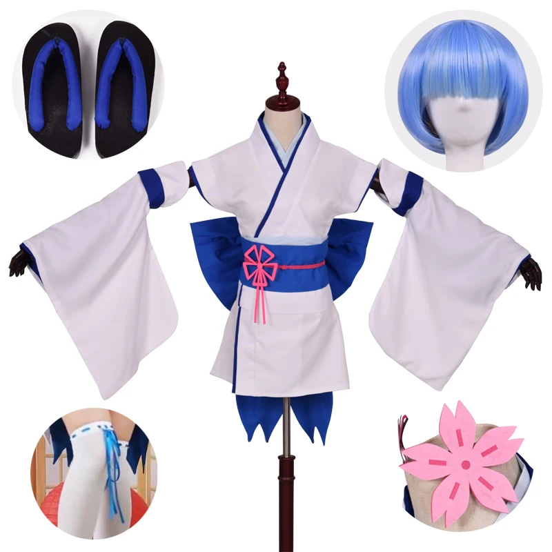 Re:Zero kara Hajimeru Isekai Seikatsu Re Life in a different world from zero Ram Rem Childhood Cosplay Costume Wig Halloween