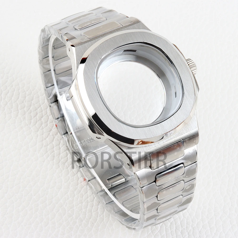 ارتفع الذهب/أسود 40 مللي متر NH35 حافظة 316L الفولاذ المقاوم للصدأ 10ATM مقاوم للماء ل نوتيلوس NH35 NH36 NH38 حركة 25 مللي متر عرض حزام الساعات #4