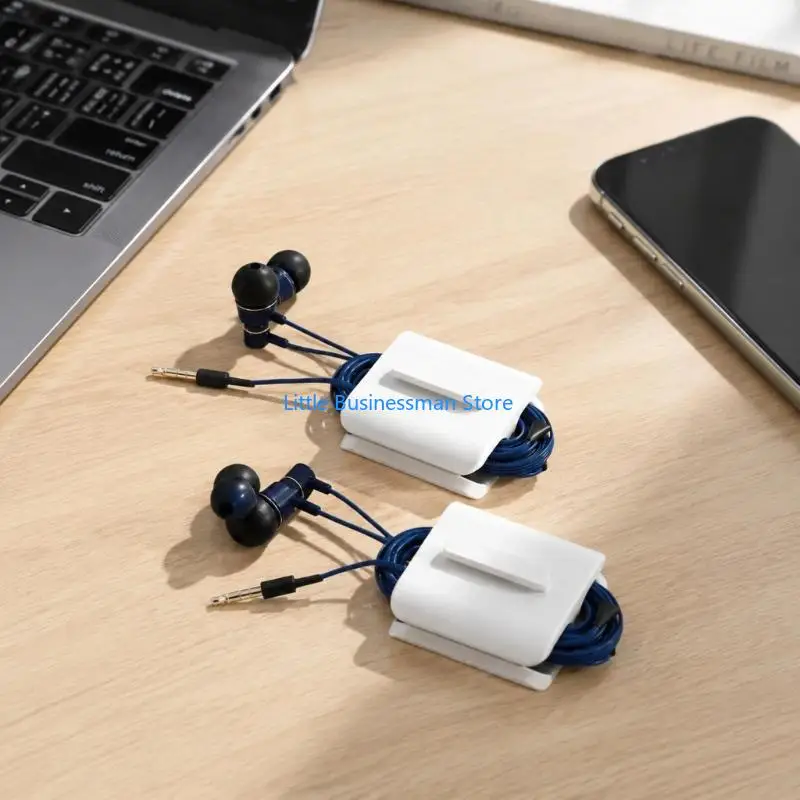 Coiled Cord Storage Set of 2, Tabbed ABS Cable Holders for Headphone Cords on Desks or Inside Drawers and Everyday Bags M76A