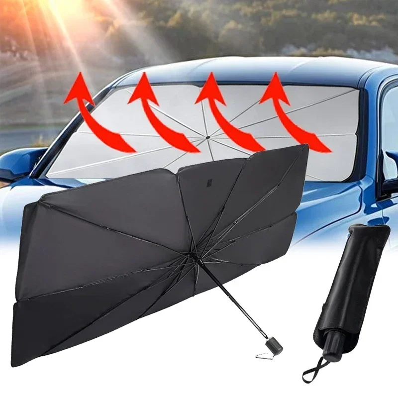 Car Windshield Sun Shade Foldable Easy To Store Windshield Umbrella To Block UV Ray Keeps Vehicle Cool Heat Insulation Sun Shade