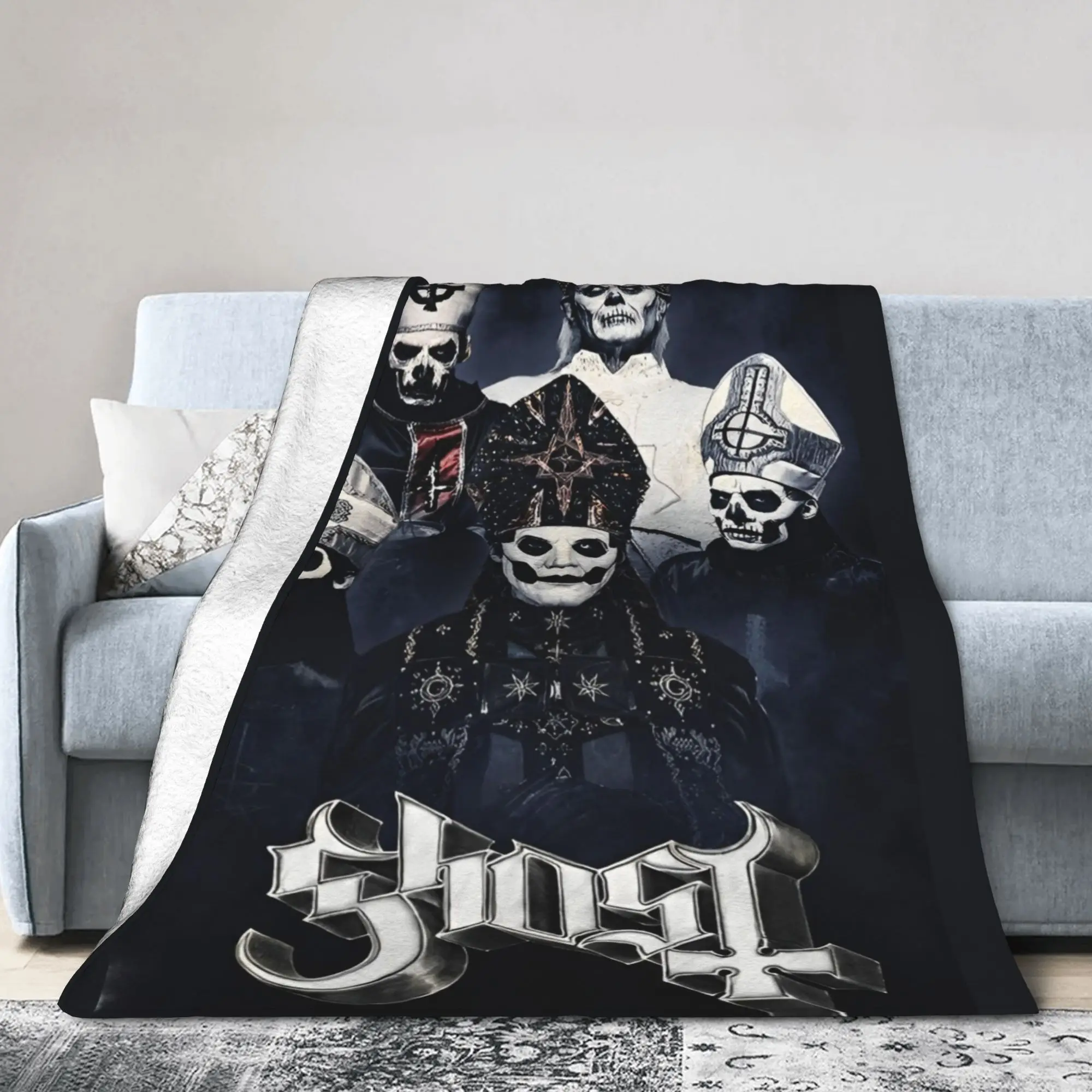 Ghost Band Blankets Velvet Swedish Rock Band Halloween  Lightweight Thin Throw Blankets for Bedding Couch Bed Rug