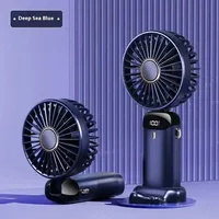 5 Speed Adjustable Handheld Mini Fan Foldable Portable Neck Hanging Fan USB Rechargeable Fan with Phone Stand and Display Screen