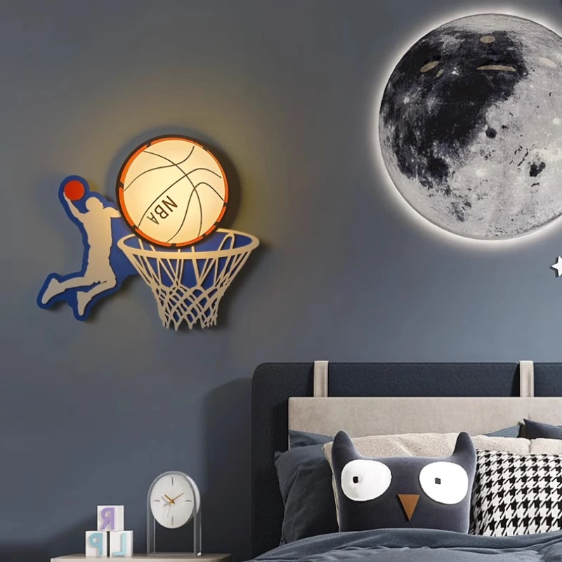 Modern Designer Wall Lamps Originality Basketball Style LED Wall Light Bedroom Bedside Table Study Restaurant Home Decor Lamps