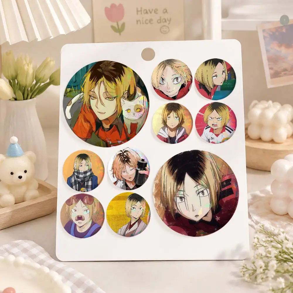 A-K-Kenma Kozum Round Snap-in Brooches Rock Band Lapel Pins Badges Fan Collection Accessories Jewelry Handmade Gifts