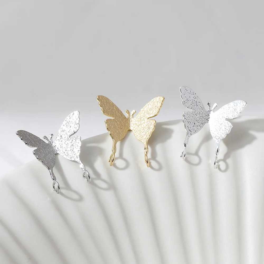

4PCS Dainty Butterfly Ear Studs Jewelry Making Earrings Components DIY Brass 14k Gold Plated Accessories 17*16mm